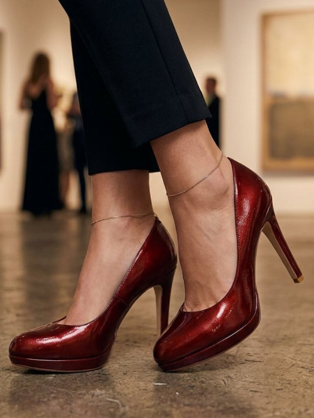 BCBGeneration "Tina" Leather Ruby Red Stiletto Pumps